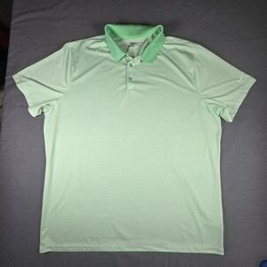 Nike Golf Dri-Fit Polo Shirt Mens 2XL Lime Green Striped Performance Athletic